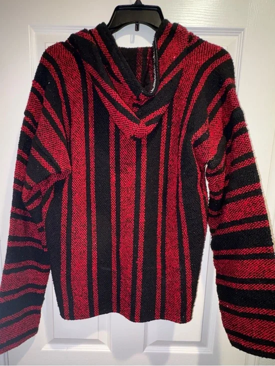 Red and Black Striped Baja Hoodie - Picture 3 of 3